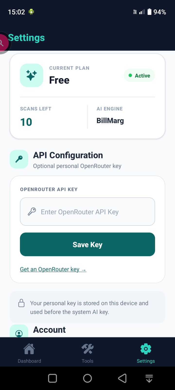 BillMarg Settings and API Configuration